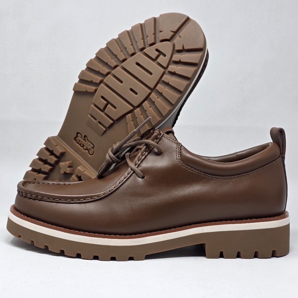 Coach Men's Banks Leather Lace-Up Boots Dark Saddle Brown US Size 7.5 D NEW